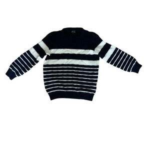 A.P.C. Rue Madame Paris 100% Wool Blue White Sweater striped crew neck S